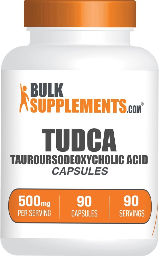 BulkSupplements.com TUDCA Capsules - TUDCA Supplement, Tauroursodeoxycholic Acid, TUDCA 500 mg for Liver Support - Gluten Free, 1 Capsule per Service, 90 Capsules (Pack of 1)