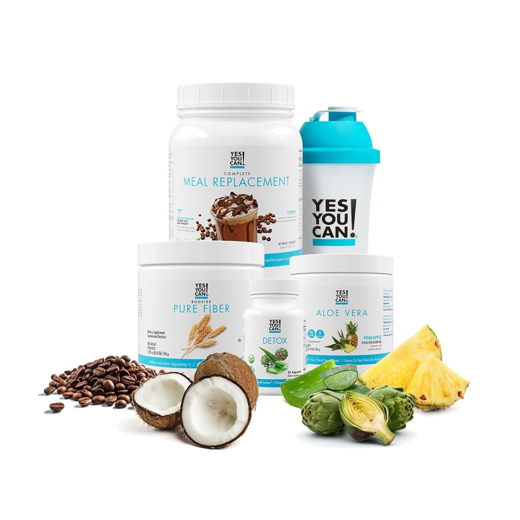Evet Yapabilirsiniz! Detox Plus Kit, Daily Cleanse Pure Fiber Meal Change, Drink Mix, Shake ATM ve Supplement, Body Cleanse Kit for Women, Daily System Cleanse - Kahve, Aloe Vera Hibiscus