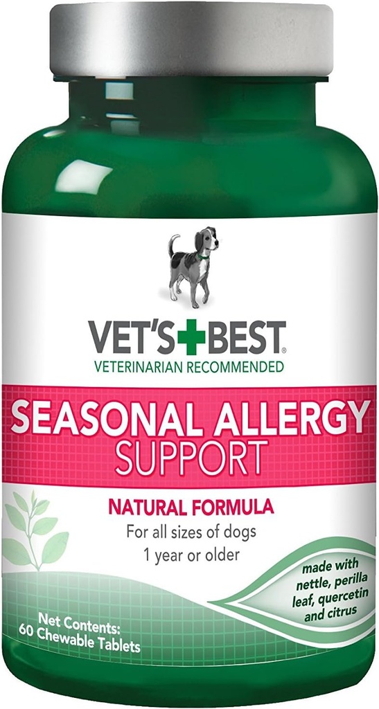Vet'in En İyi Köpek Alerjileri Chews, Köpekler için Mevsimsel Alerji Chews, Dog Itching Skin Relief Chews, Anti Itch for Dogs, 60 Chewable Tabletler