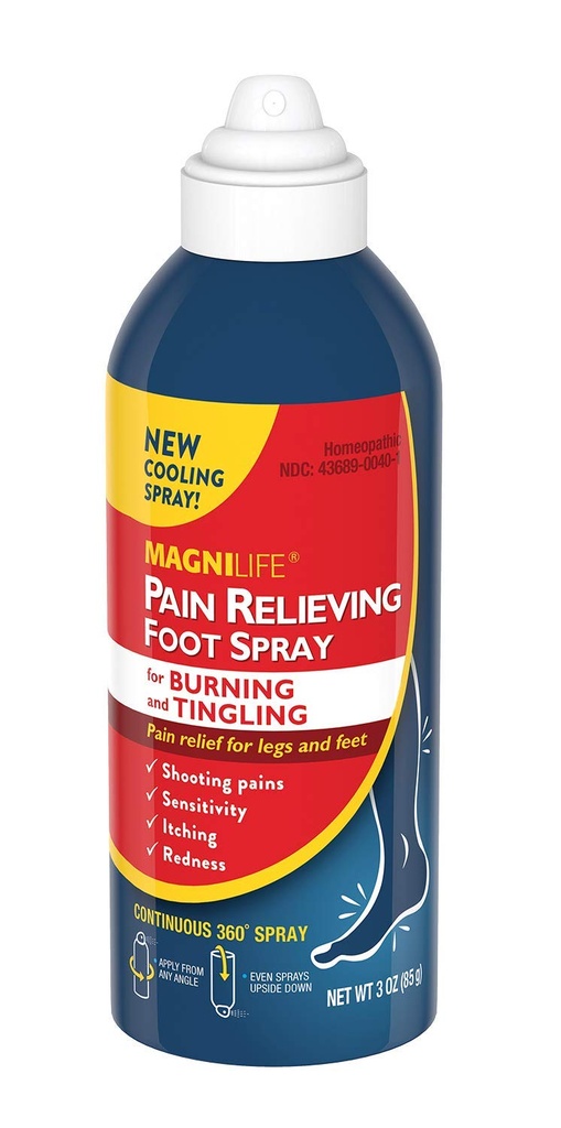 MagniLife Pain Relief Foot Spray, 3 oz, Pain Relief for Burning, Tingling or Hassasity in Feet and Legs, No Alkol Soğutma Kombine Moisturizes Kuru, Cracked Heels