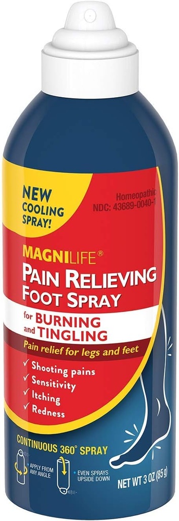 MagniLife Pain Relief Foot Spray, 3 oz, Pain Relief for Burning, Tingling or Hassasity in Feet and Legs, No Alkol Soğutma Kombine Moisturizes Kuru, Cracked Heels