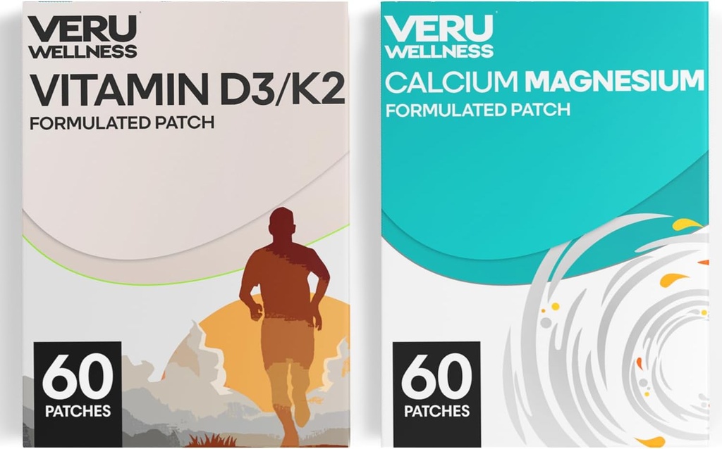 Bone Health Complete Duo Lifestyle Patches Vita D3/K2, Magnezyum - Self Prestige Time release Topical Patch, 8-10 Hours (60 Day Supply)