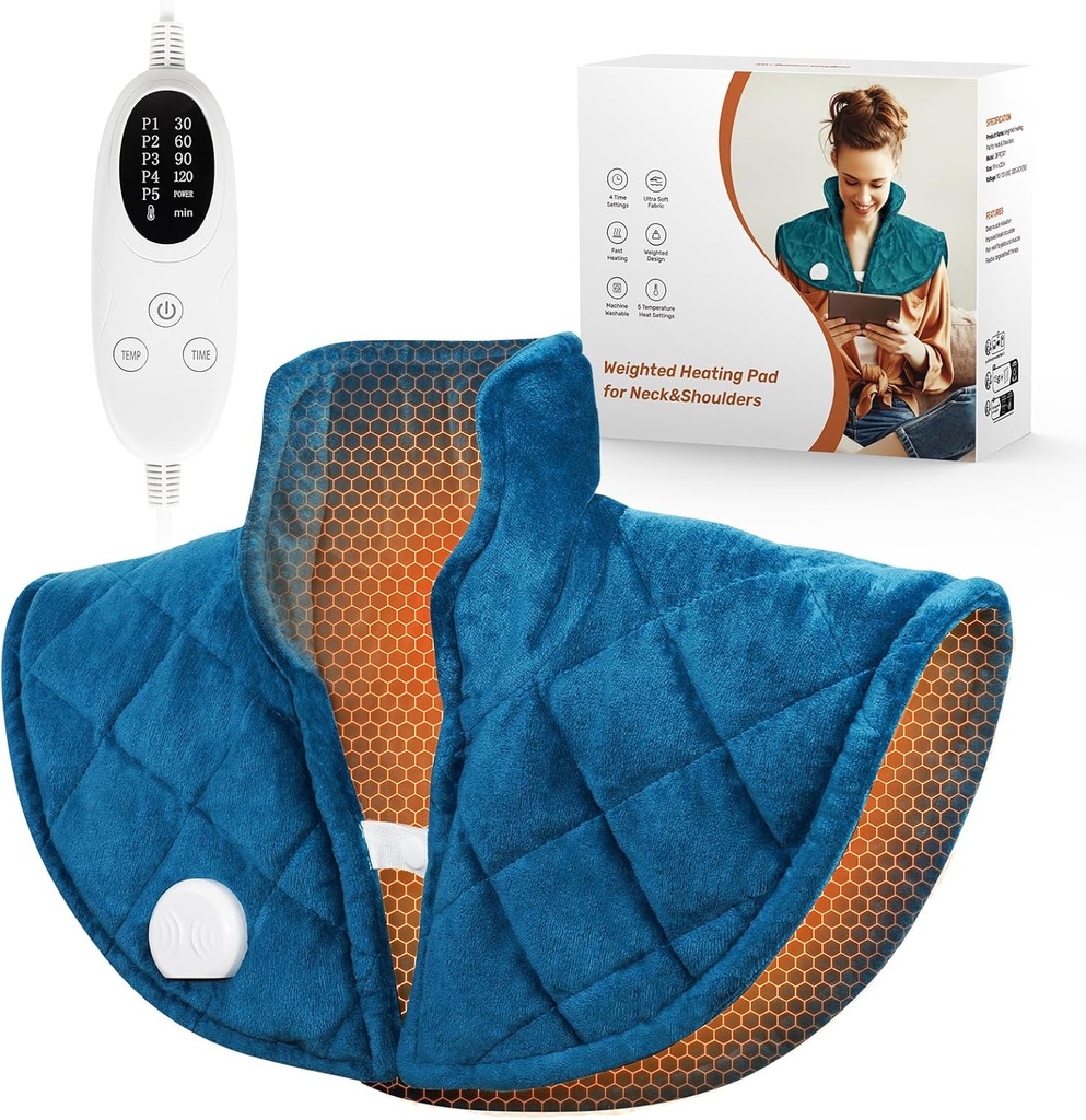 Ağırlıklı Isıtma Pad Boyunca ve Omuzlar ve Arka, 2.5lbBoy Isıtma Pad Arka Ağrı Yardımı için, 5 Heat Settings, 4 Timer Ayarları, Valentine's Day Hediyeleri Kadınlar için