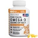 Vahşi Caught Omega 3 Fish Oil for Dogs - 180 Yumuşakgel Capsules for Health Skin and Coat - Büyük 1000 mg Dog Fish Oil Pills for Shedding, Kuru Itching Skin, and Hot Spots - Pet Omega Salmon Supplement