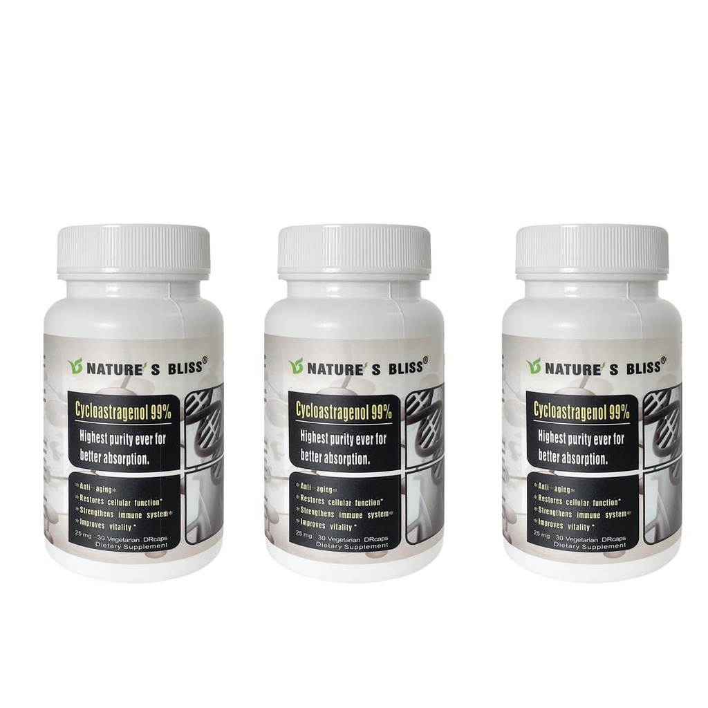 Nature'sbliss Telomere Συμπληρώματα Κυκλοαστραγενόλης 25mg 99%, Astragalus Root Extract, Anti Aging Supplement, Made in USA, Immunity Boost, Στομαχικό Οξύ Προστατευόμενο, Σούπερ Απορρόφηση, 90 Κάψουλες