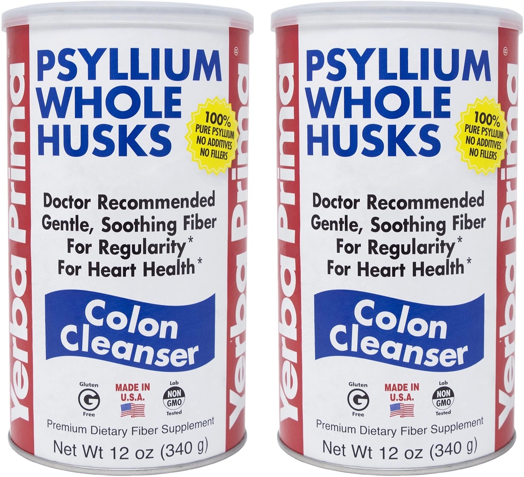 Yerba Prima Psyllium Husk, 12 Ounce (Pack of 2) - Kolon Temiz Fiber Supplement - Gut Health için Doğal Destek - GMO, Gluten Ücretsiz, Vegank