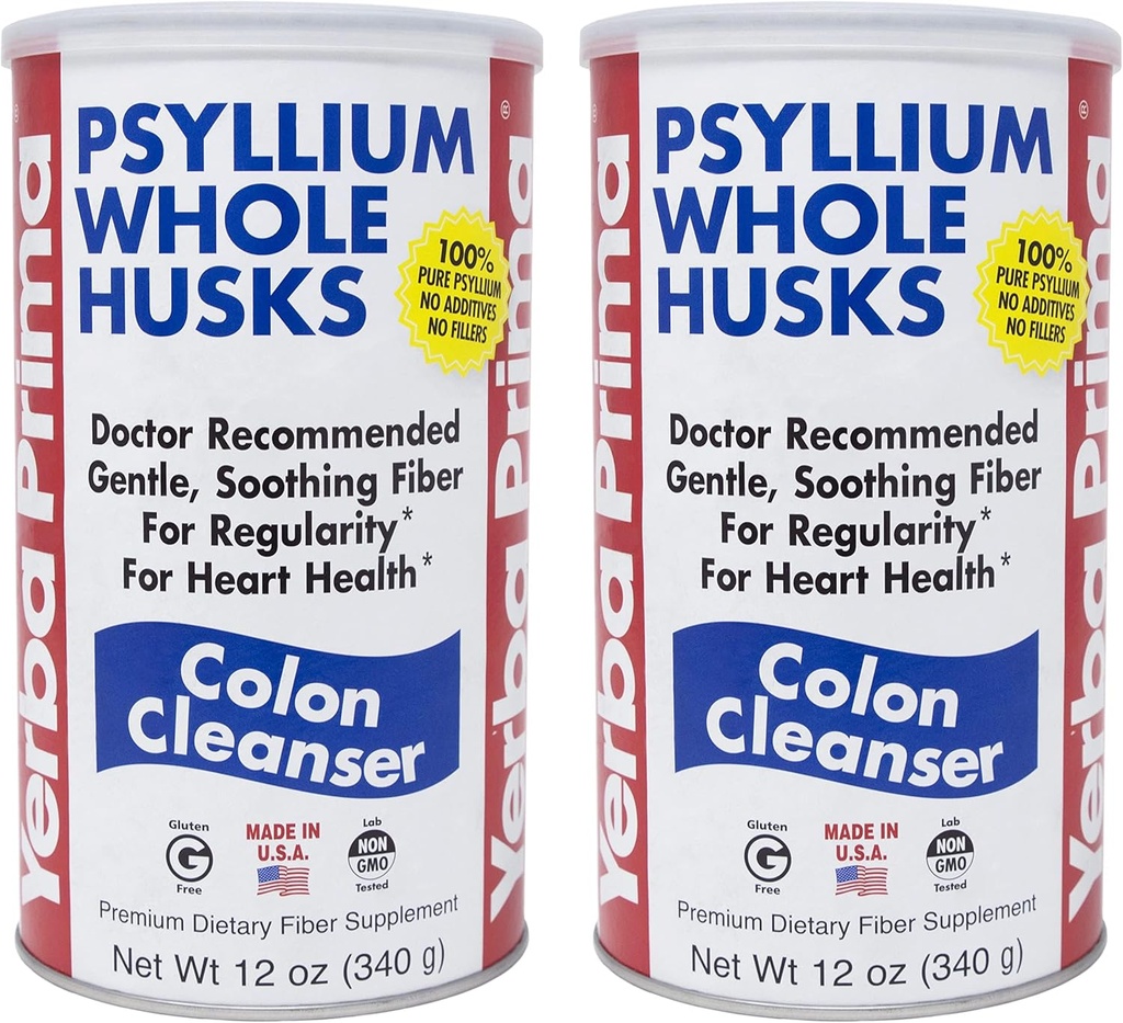 Yerba Prima Psyllium Husk, 12 Ounce (Pack of 2) - Kolon Temiz Fiber Supplement - Gut Health için Doğal Destek - GMO, Gluten Ücretsiz, Vegank