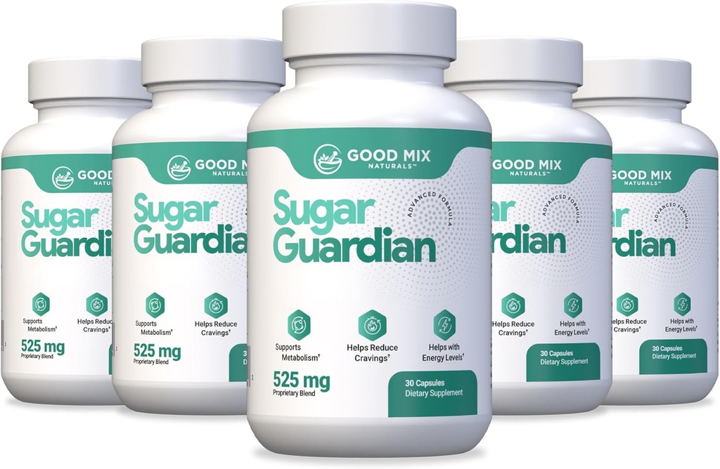Sugar Guardian Herbal-Based Solution Supplement | 525 mg 180 Toz Capsules - 6 Ay Supply | Plant Malzemeler - GMO - ABD'de Made - 6 Pack