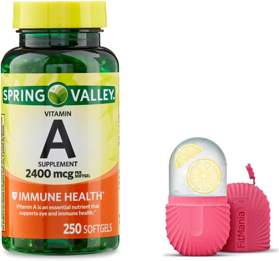 Ανοιξιάτικη Κοιλάδα Βιταμίνη A Softgels, 2400 mcg, 250 Count, και Gift Ice Roller για το πρόσωπο