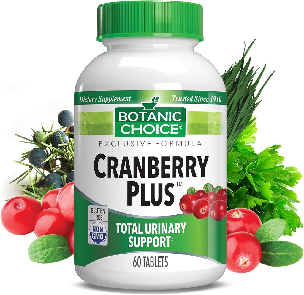 Botanic Choice Cranberry Plus Total Urinary Support - Yener Tract Health for Women and Men with Cranberry Inter, Uva Ursi, Buchu,uba - 60 Tabletler
