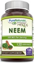 Pure Naturals Neem (Made with Natural Neem Leaf) | 500 mg 120 Veggie Capsules Supplement | Non-GMO | Gluten Free | Made in USA | Ideal for Vegetarians