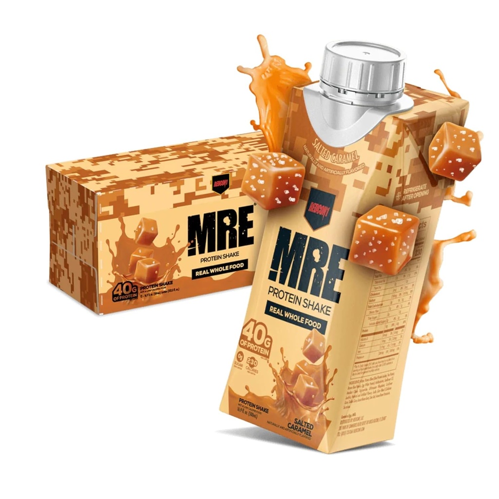 REDCON1 MRE, Protein Shakes, Salted Caramel - Protein Tüm Gıda Kaynakları ile İçilir - Şeker Ücretsiz RTD Shake Herhangi Bir Zamanda Yakıt Sporcuları Için Formüle Edilir (12 Pack)