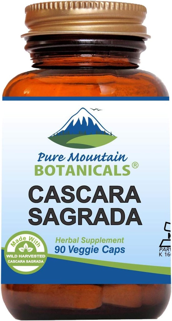 Saf Dağ Botanikleri Cascara Sagrada Capsules - Vegan Kosher Caps Now with 400 mg of Wild Harvest Cascara Sagrada Aged Bark Supplement