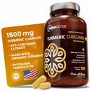 OmniBiotics Organik Turmeric Curcumin Supplement with Black Pepper Extract – 1500 mg Turmeric with 95 Curcuminoids & BioPerine, High Abors for Common Support – 120 Vegan Capsules