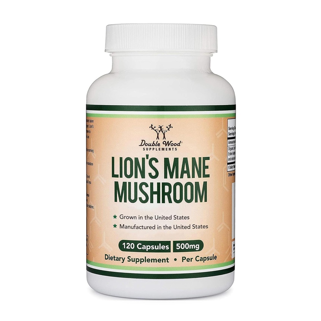 Organik Lions Mane Mushroom Capsules (120 Kont), Focus Support ve Immune Health için, Üçüncü Parti ABD'de Test Edildi ve Büyüdü - Çift Wood tarafından