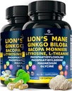 Βιολογικά Lions Mane Συμπληρώματα Κάψουλες - 240 Real Mushrooms Lion's Mane Capses with Ginkgo Biloba Herb, Bacopa Monnieri, L Theanine, L Tyrosine - Mushroom Complex for Daily Wellness