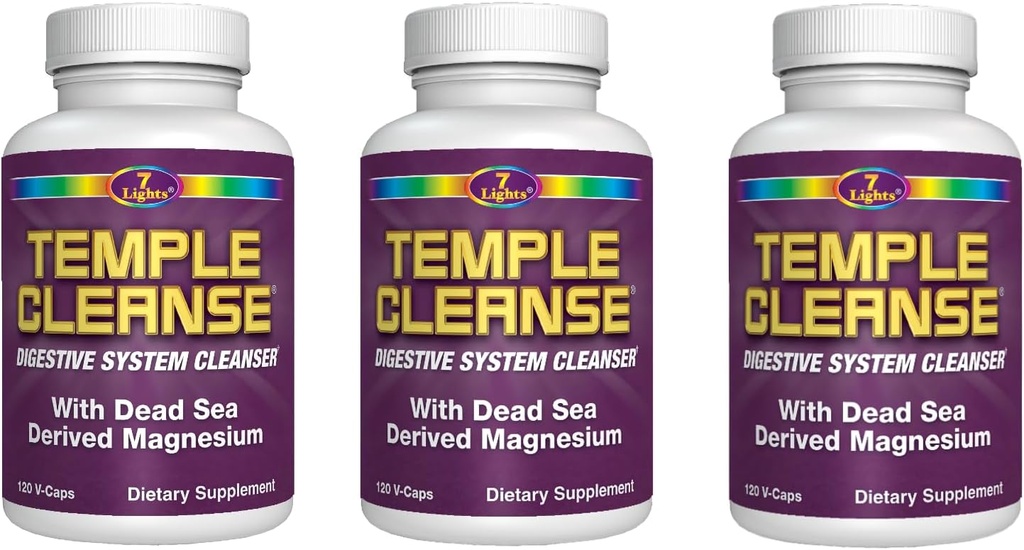 7 Işık Tapınağı Cleanse|3-Pack Special, Magnezyum-Based Colon Cleanse Detox, Relieves Occasional Constipation with No Gas or Bloating, Body Detox and Cleanse for Women & Men