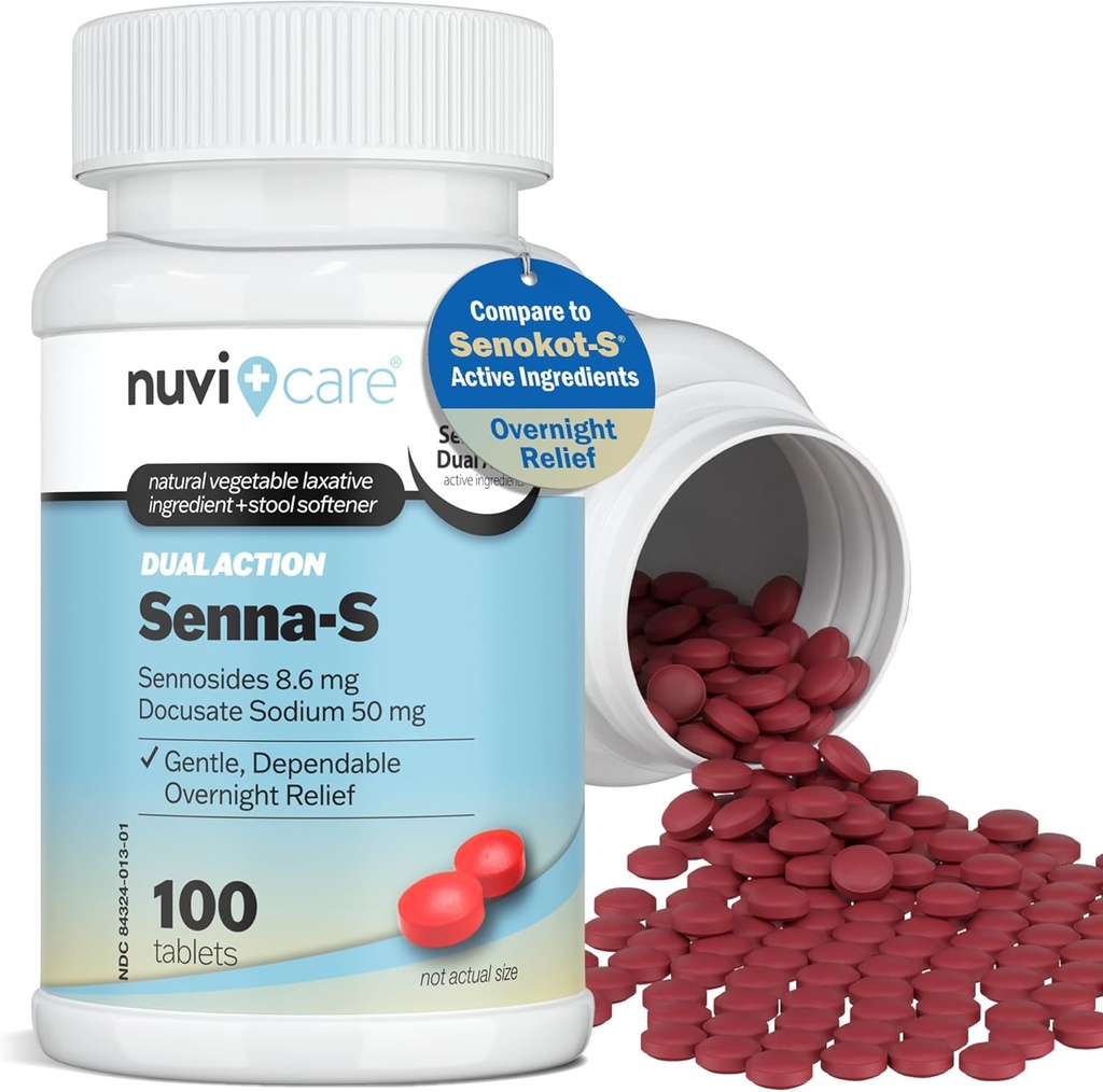 Senna Plus Laxative Stool Softener - Docusate Sodium (50mg) Αποσκληρυντής Στολών με διεγερτικό Laxative Sennosides (8, 6mg) - Σύγκριση με Senokot- S για Περιστασιακή Δυσκοιλιότητα * (100 Tablets)