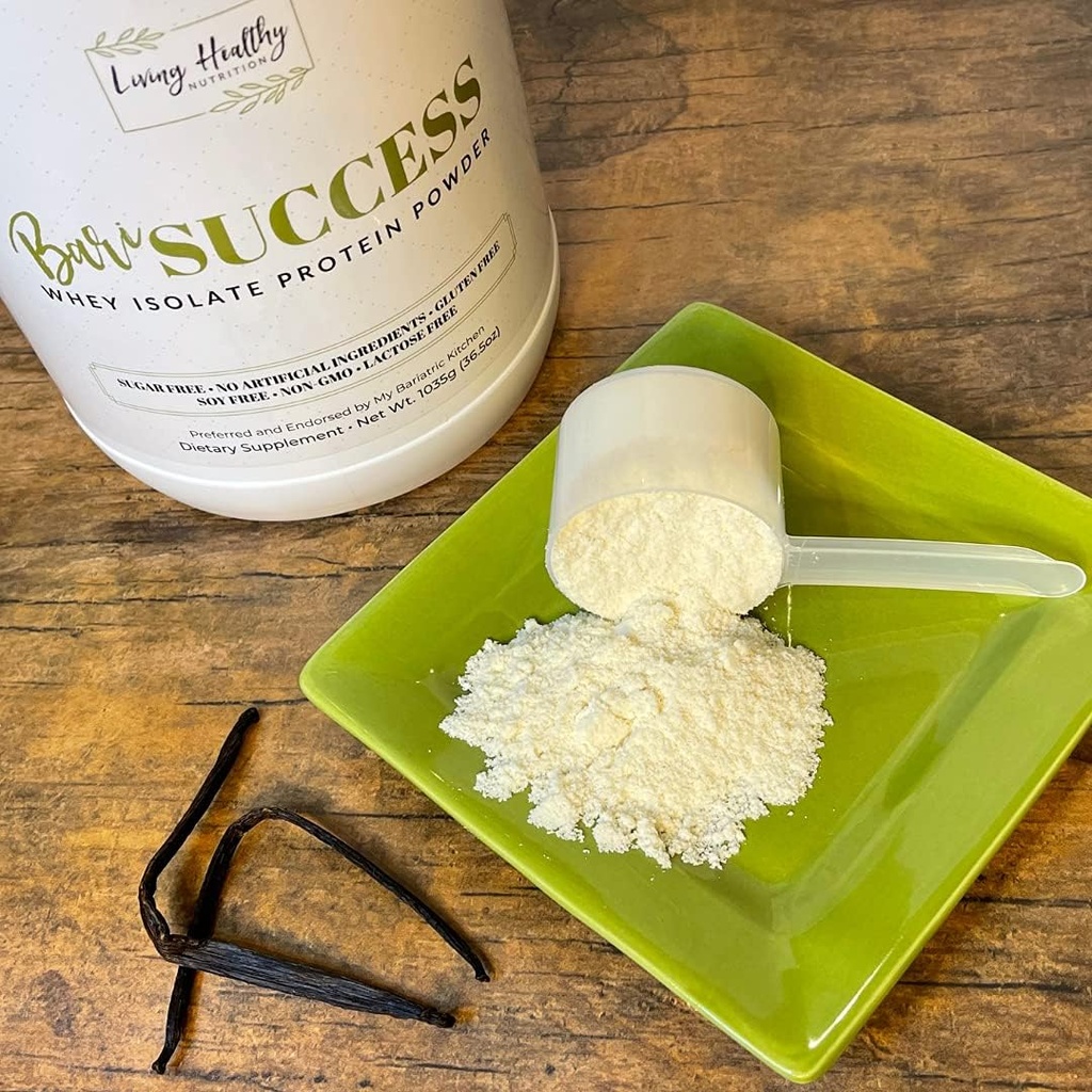 BariSuccess Vanilla Whey Isolate protein Toz - 30g Protein, 30 Hizmet / Kontainer - Tehlikeli, Şeker, Gluten, Soy & Lactose - Low Carb Bariatric Meal Real Rei