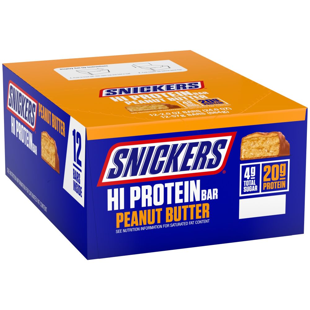 SNICKERS Hi protein Bar - Peanut Butter & Caramel, 2.0 oz, 12, Yüksek Protein, Yetişkinler için Sağlıklı, Yetişkinler için Sağlıklı