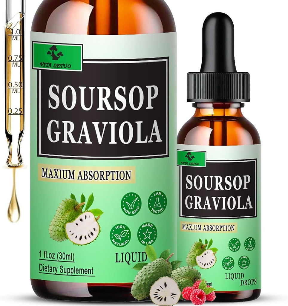 Soursop 1500 mg Soursop Meyve 500 mg - Kadınlar ve Erkekler için Hücre Desteği için Soursop Sıvısı - Immune Support & Digestive Health - Soursop Graviola Kompleksi