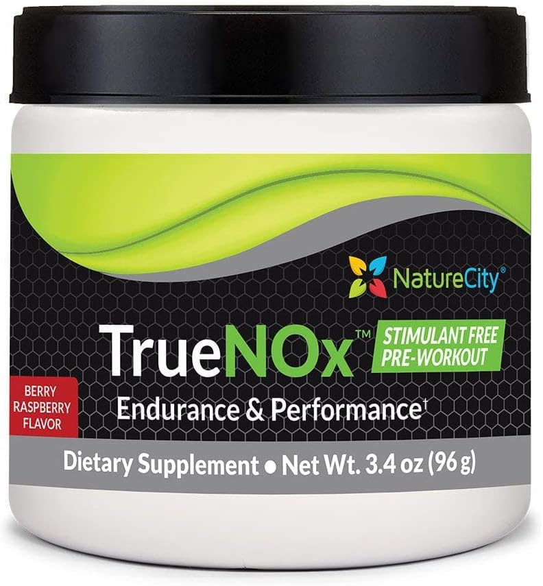 DoğaCity True-NOx Nitrik Oksit Erkekler ve Kadınlar için Tamamlayıcılar - Pre-Workout Branson Toz ft. Nitrosogine L-Arginine, Peak ATP, & Beetroot Juice Nitric Hoffman Toz - Gluten Free, Chem, Non GMO