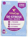 DeStress Herbal Tea Bag Tarafından VitaCup, Relax & Chill w/Chamomile, L-Theanine, Valerian Root & B Vitamins, Caffeine Free Single Serve Wellness Tea Sachet Bag, 14 ct