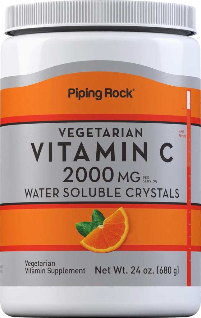 Piping Rock Vitamin C Toz | 24 oz | 2000 mg | Su ► Crystals | Ascorbici | Vegetarian, Non-GMO, Gluten Free Supplement Supplement