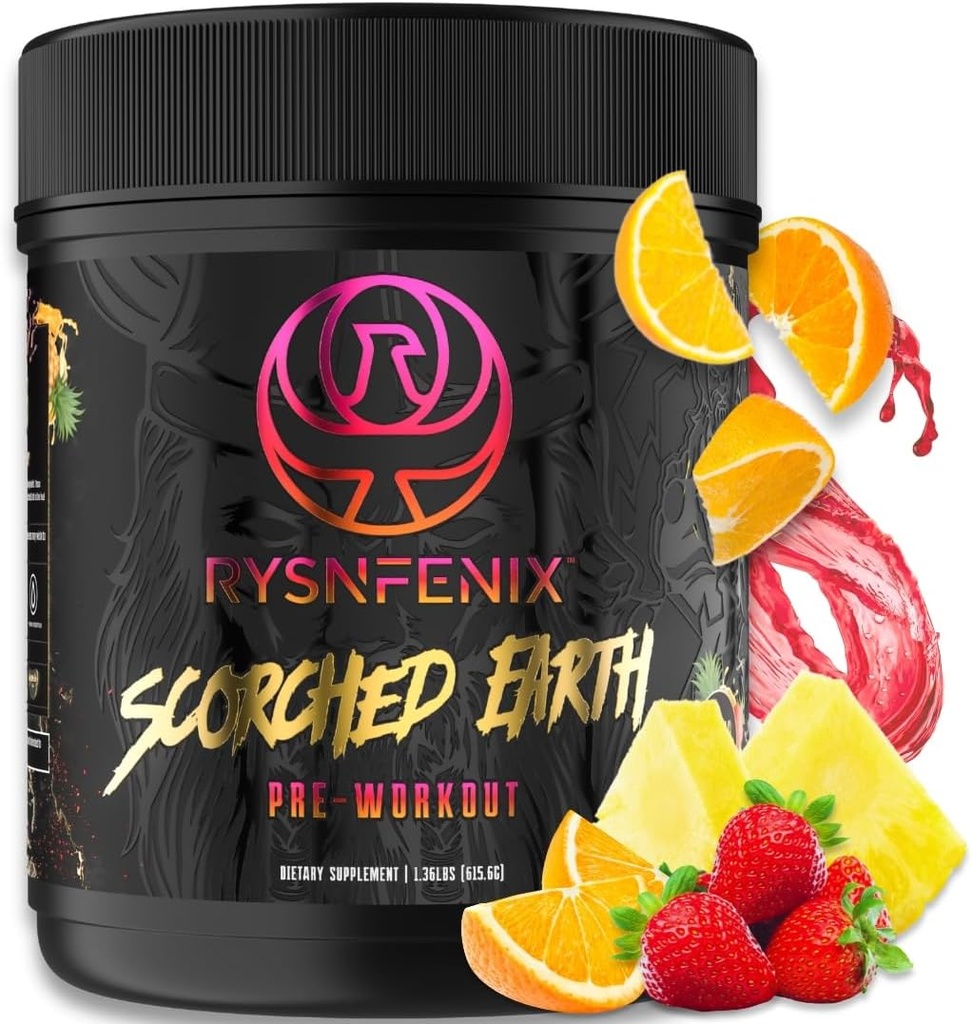 Scorched Earth Pre Workout Powder - Energy & Focus with Dual-Source Caffeine, Nootropics 