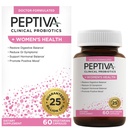 Peptiva Probiotics for Women's Health - Γυναικεία Προβιοτική και Πειθιστική Υποστήριξη, 25 δισεκατομμύρια CFU, Πολυ- Στραγγιστικά Προβιοτικά, Lactobacillus Acidophilus, Bifidobacterium - 60 Χορτοφαγικά Κάψουλες