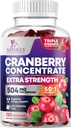 Cranberry Gummies 50:1 Cranberry Extract - Urinary Tract Support Made with5.000 mg, Helps Cleanse & Protection, Cran Berry Gummy Supplement + Vitamin C, Chewable Cran Pills for Women - 120 Gummies
