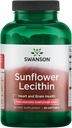 Swanson Sunflower Lecithin - Herbal Supplement Sağlıklı Beyin Fonksiyonlarını Geliştirmek - Doğal Formula Kalp Sağlığı ve Sağlıklı Lipid Dengesi - (90 Softgels, 1200 mg Her)