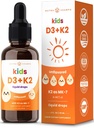 NutraChamps Kids D 3 K2 Drops, Vitamin D3 & K2 MK-7, Çocuklar için Sıvı Vitamin D 1000 IU, Sağlıklı Bones, Heart & Immune System, Sugar Free Supplement for Toddler, 300 Servisler