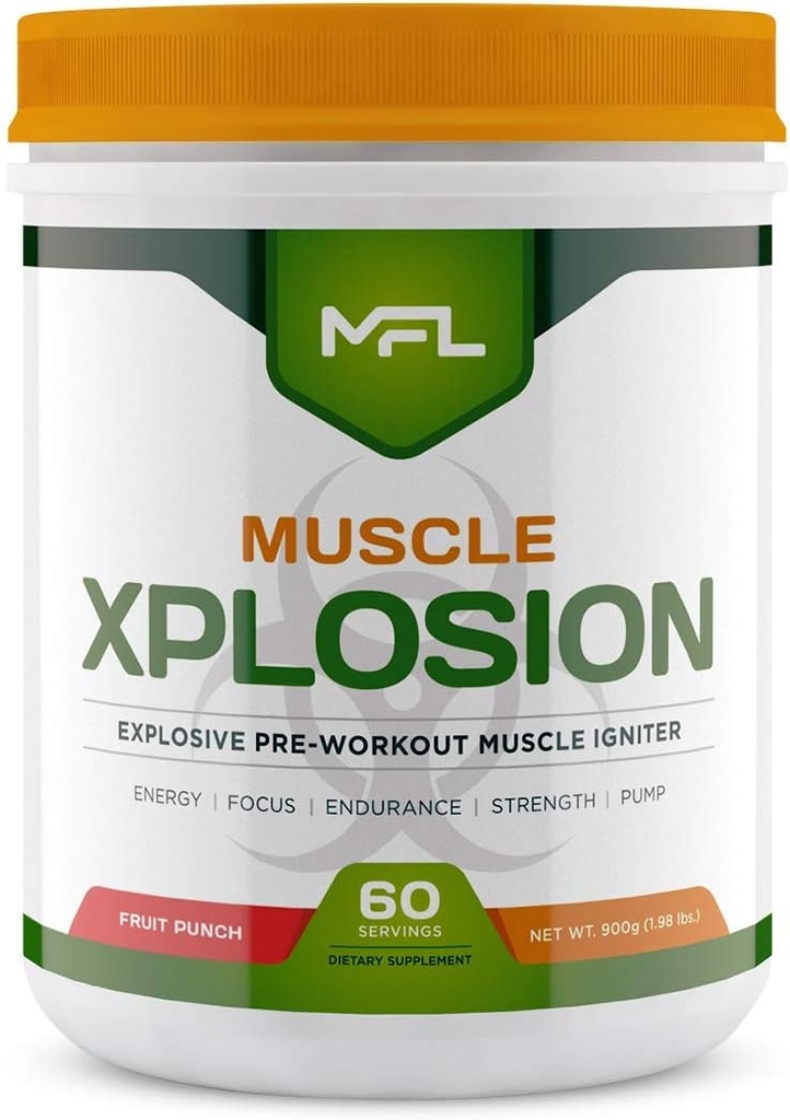 MFL Kas Xplosion | Pre-Workout | 0 Sugar | Sweetized with Stevia | All- Natural | 60 Services (Fruit Punch)