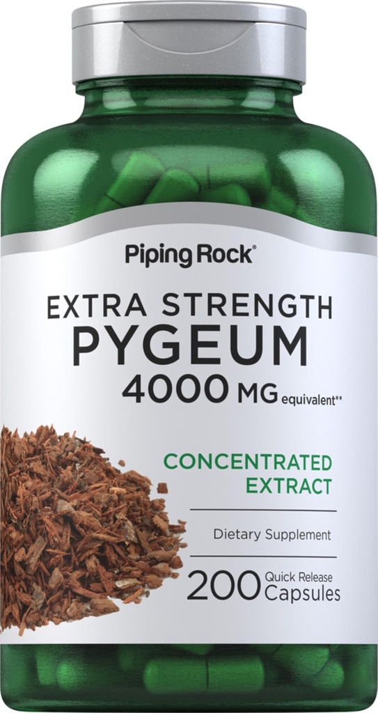 Piping Rock Pisageum Supplement 4000 mg | 200 Capsules | Erkekler ve Kadınlar | Pygeum Africanum Bark Extract | Ekstra Kuvvet | Non-GMO, Gluten Free