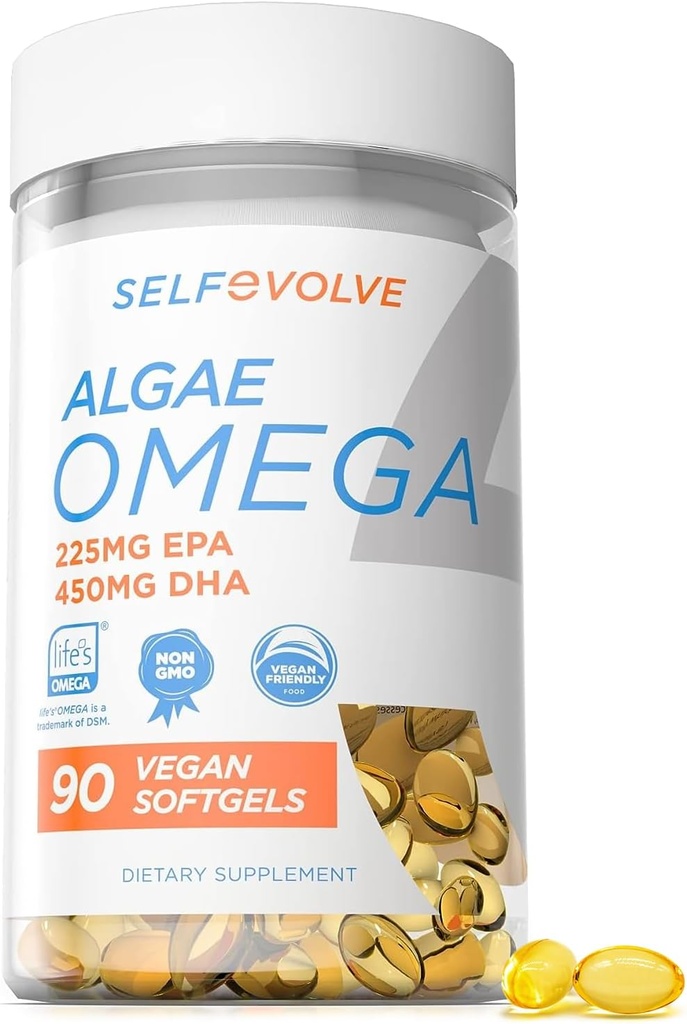 Algae Omega 3 1,500 mg - Patentli Yaşam Omega 3 ile Vegan Supplement - High Dose EPA & DHA - Fish Oil - Supports Heart, Brain, Joint Health - 90 Vegan Softgels