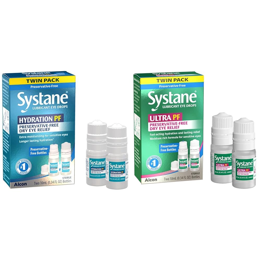 Systane Hydration Multi-Dose Preservative-Free Eye Drops Kuru Eye Relief Twin Pack (2x10 ml) & Ultra Multi-Dose Preservative-Free Eye Drops Twin Pack (2x10 ml)