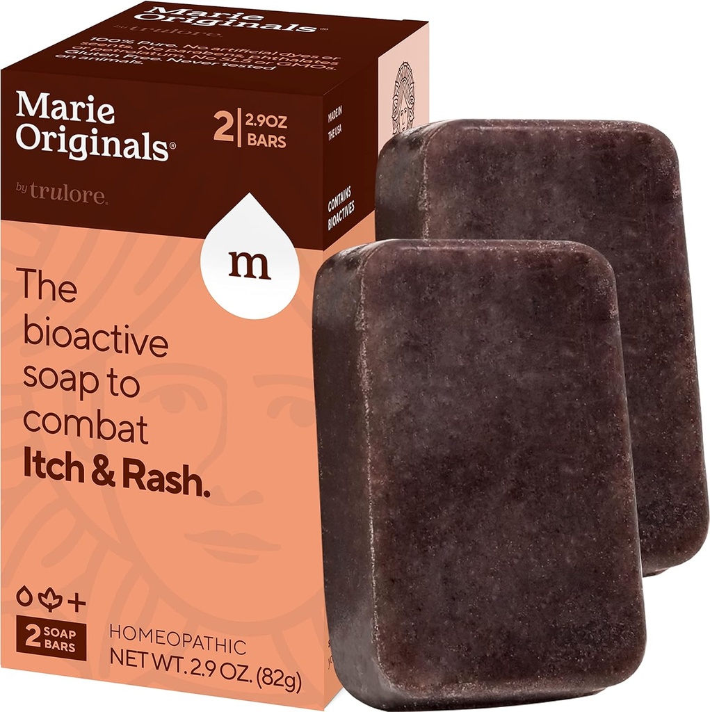 Marie Originals Itch Relief Soap Body Wash Bar - All Natural Instant Relief from Insect Bites, Chicken Pox, Chiggers and Other Skin Irritations ie. Anti- Itch Ηρεμητικό Σαπούνι (2 Pack)