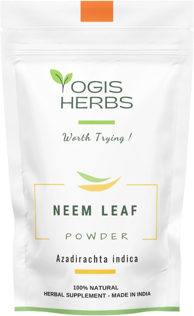 YOGIS HERBS Neem Leaf Powder – Pure Azadirachta Indica for Detoxification, Immune Support, and Clear Skin – 100% Natural Herbal Supplement (1 Lb)