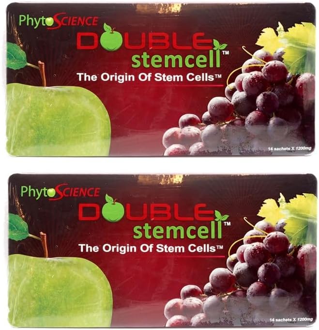2X Phytoscience Double Stem Hücre Anti Aging Supplement Acai Berry Extract Blueberry Wrinkles Pores Pimples Fine Lines Skin Texture (14 Sachets/Pack)