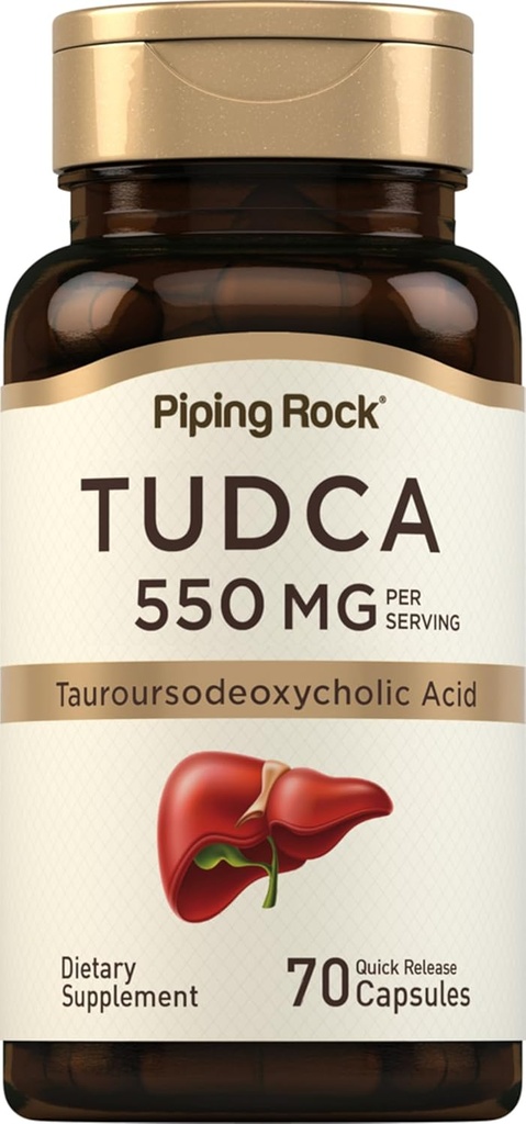 Piping Rock Tudca Supplement | 550 mg | 70 Capsules | Tauroursodeoxycholic Acid | Non-GMO, Gluten Free