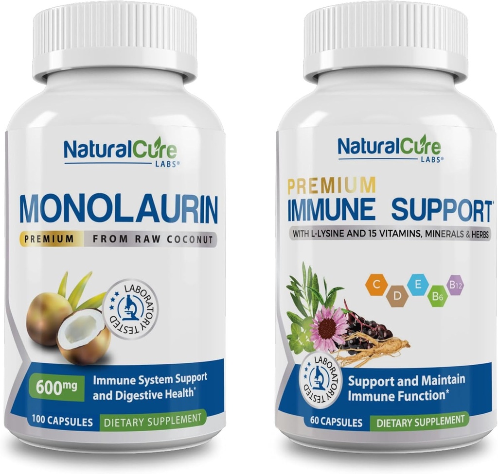 Φυσικό πακέτο εργαστηρίων θεραπείας: Premium Monolaurin 600mg + ανοσοποιητική υποστήριξη