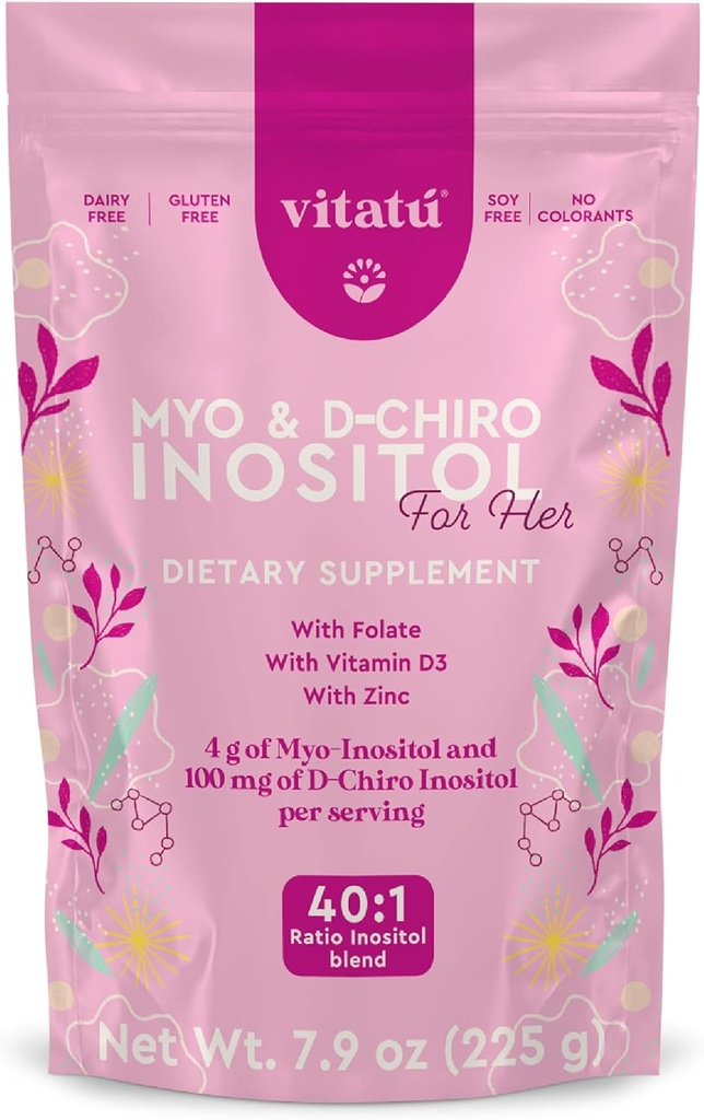 | Myo Inositol (4g) & D-Chiro Inositol (1g) Ideal Mix 40:1 | Dönem 45 Gün | Folic Acid + Vitamin D3 + çinko, Tozlu Diyet Supplement for Women (225 g)