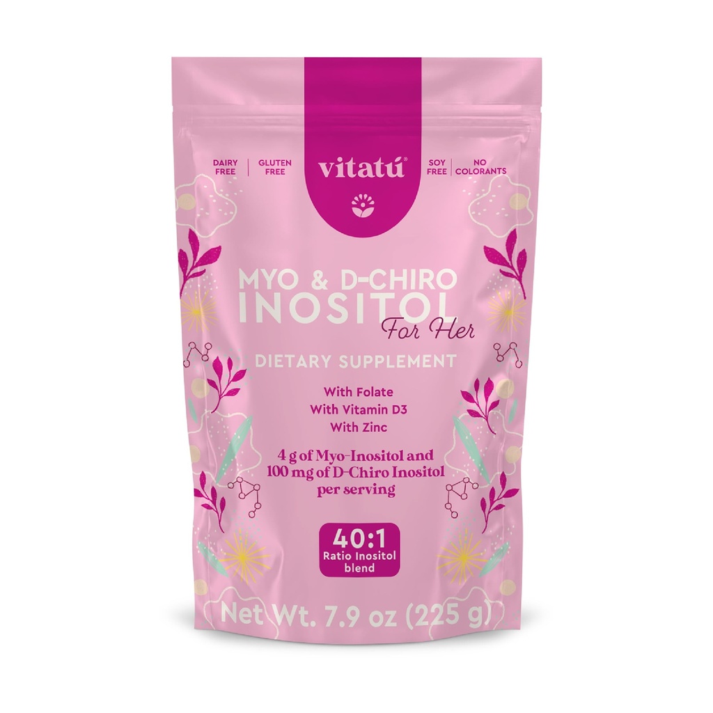 | Myo Inositol (4g) & D-Chiro Inositol (1g) Ideal Mix 40:1 | Dönem 45 Gün | Folic Acid + Vitamin D3 + çinko, Tozlu Diyet Supplement for Women (225 g)