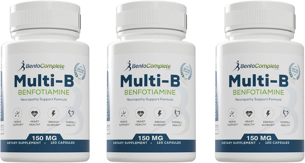 Benfotiamine Multi-B Neuropati Desteği Formula 150 mg 120 Gelatin Capsules per Şişe - 3 Şişenin Paketi