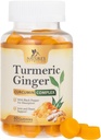 Turmeric Curcumin Supplement Gummies - Turmeric & Ginger, Black Pepper For Best Abors, Nature's Vegan Ortak Destek, Non-GMO, Gluten Free, Tasty Peach Flavor - 60 Gummies