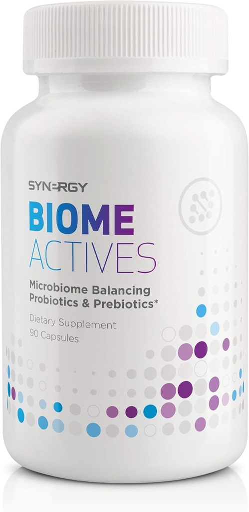 Synergy Biome Actives - Microbiome Balancing Probiotics and Prebiotics - 90 Capsules