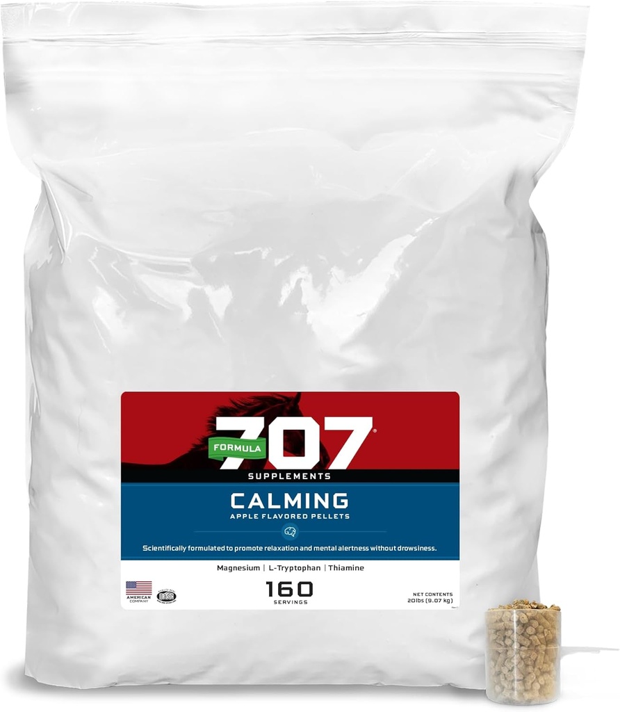 Formula 707 Calming Equine Supplement 20LB Bag - 160 Hizmet - Atlar için Endişeli Yardım ve Geliştirilmiş Oda - L-Tryptophan, Thiamine & Magnezyum