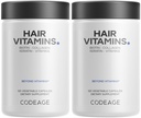 Codeage Βιταμίνες μαλλιών 10000 mcg Βιοτίνη, Κερατίνη, Κολλαγόνο, Βιταμίνη Α, B12, C, D3, E, Ψευδάργυρος, Κουρκουμάς, Προβιοτικά, Ένζυμα, Ινοσιτόλη - Υποστήριξη για την περιποίηση των μαλλιών - Υγιή χάπια συμπλήρωμα μαλλιών - 2 Pack