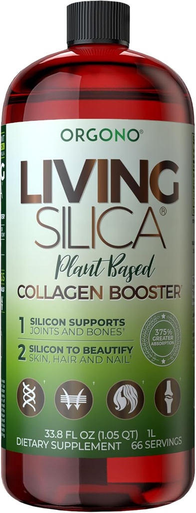 Orgono Living Silica Plant-Based Collagen ATM | Attail Extract & Rosemary | Ortak ve Bone Health için Collagen & Elastin, Glowing Skin, Güçlü Saç ve Çiçeği | 33.85 Fl Oz